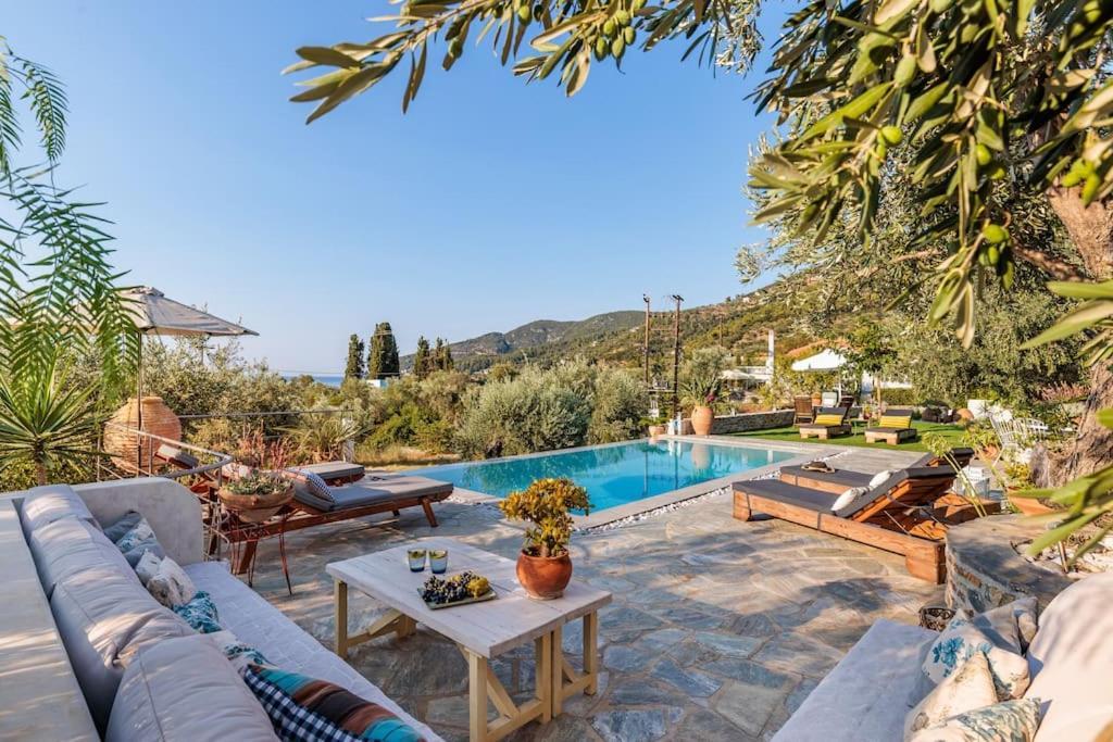 Skopelos Blue Heaven Pool Villa In Olive Grove Exterior photo