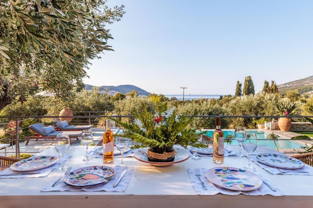 Skopelos Blue Heaven Pool Villa In Olive Grove Exterior photo